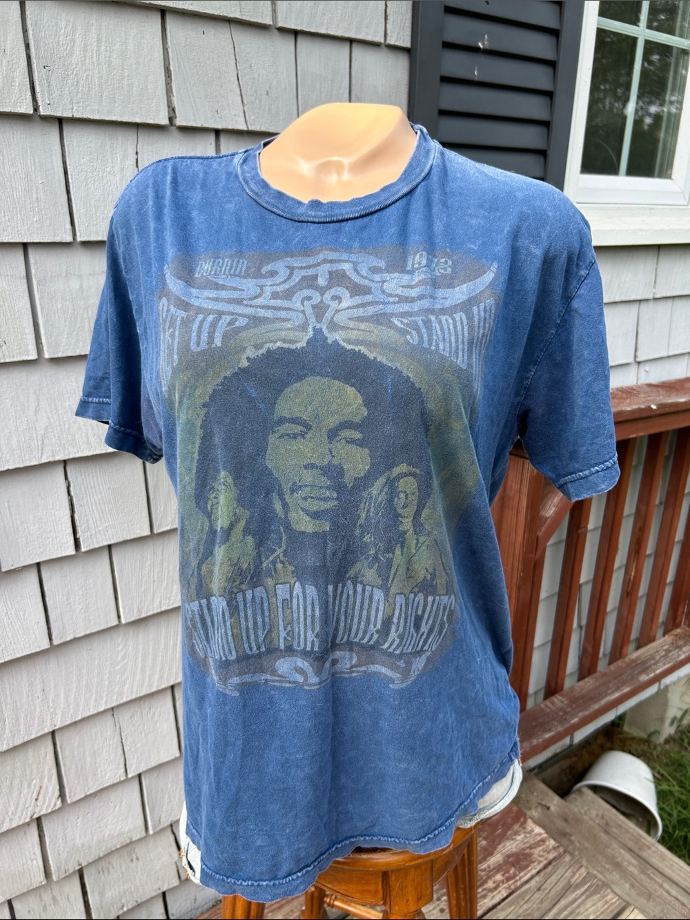 Bob Marley Graphic Washed T Shirt in Navy Size M Mens- Retro - LA- Cotton